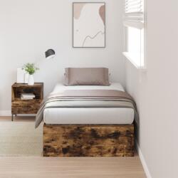 vidaXL Tárolós Ágykeret Füstölt Tölgy 100x200 cm (3335353)