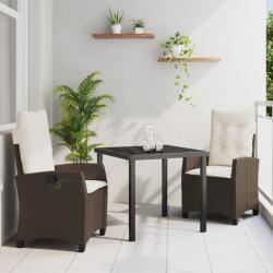 vidaXL 3 részes kertiszék készlet párnákkal Barna Poli Rattan (3380379) - vidaxl