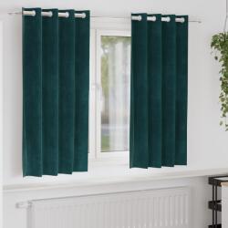 vidaXL Sötétítőfüggönyök Szemekkel 2 db Sötétzöld Selyem (4107209) - vidaxl