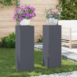 vidaXL Kültéri Növénytartók Pillér 2 db Antracit 24x24x75 cm Acél (865822) - vidaxl