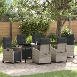 vidaXL 7 darabos kerti étkező szett világosszürke poli rattan (3380461) - vidaxl