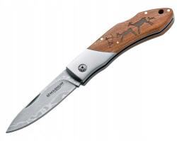 Böker Magnum Caveman összecsukható kés, Damast acél, fa, elegáns (01RY818DAM)