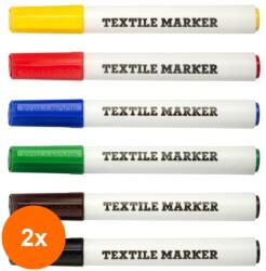 KOH-I-NOOR Set 2 x Marker Textil Gros, 6 Culori, Koh-I-Noor (HOK-2xKH-K3205-06)