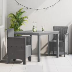 vidaXL 3 Részes Kerti Étkező Szett Világosszürke Poli Rattan (3378687)