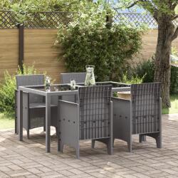 vidaXL Kertiszék 4 db Világosszürke Poli Rattan (847483)