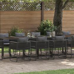 vidaXL 18 részes Kerti Étkező Garnitúra Párnákkal Acél és Poly Rattan (3335877) - vidaxl