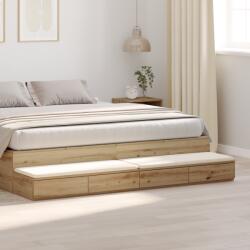 vidaXL Ágy Fiókok Mesteri Tölgy 180x36, 5x16, 5 cm Átstrukturált Fa (866986) - vidaxl