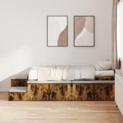 vidaXL Tároló Ágykeret Füstölt Tölgy 90x190 cm (3335585) - vidaxl