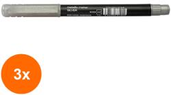 KOH-I-NOOR Set 3 x Marker Metalic, Argintiu, Varf 2 mm, Koh-I-Noor (HOK-3xKH-K3403-4101AG)