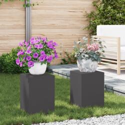 vidaXL Kültéri Növénytartók Pillér 2 db Fekete 24x24x35 cm Acél (865806) - vidaxl