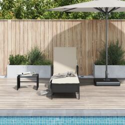 vidaXL napozóágy Fekete és krém szín PE Rattan 157 x 55 x 92 cm (365425) - vidaxl