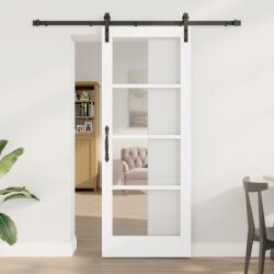 vidaXL Csúszó Ajtó Felszerelési Szettel "ORKDAL" Fehér Tömör Fa&Üveg (3331824)
