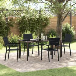 vidaXL 5 Darabos Kerti Étkezőszett Fekete HDPE (3379145) - vidaxl