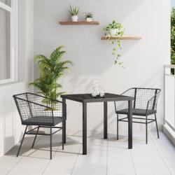 vidaXL 2 darab Fekete és sötétszürke PE Rattan, Porszórt acél Standard (3380904)