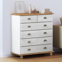 vidaXL Fiókos Szekrény "ASKIM" Fehér 91x40x95, 5 cm Tömör Fenyőből (4105420) - vidaxl