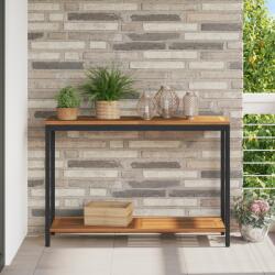 vidaXL Kültéri Asztal Természetes és Fekete 35x110x75 cm Tömör Fa és Acél (4010607) - vidaxl