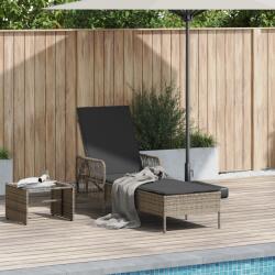 vidaXL Napozóágy Szürke és sötét szürke PE Rattan 157 x 55 x 92 cm (365427) - vidaxl