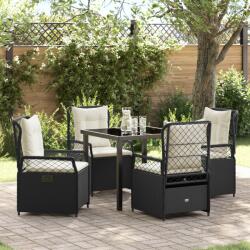 vidaXL 5 darabos kertivacsora készlet Fekete Poli Rattan (3380982) - vidaxl
