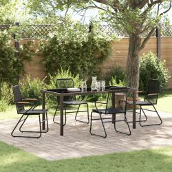 vidaXL 5 Darabos Kerti Étkező Szett Fekete PVC Rattan (3379173) - vidaxl