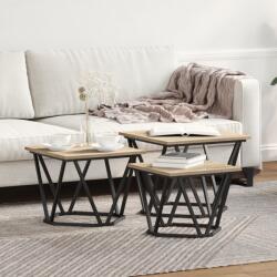 vidaXL Oldal asztalok 3 db Sonoma tölgy rétegelt fa (868280) - vidaxl