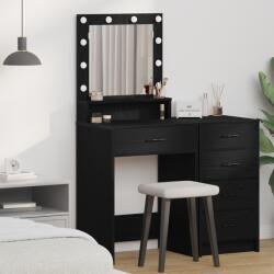 vidaXL Sminktükör LED lámpával Fekete tölgy 50x41x135 cm (865092)