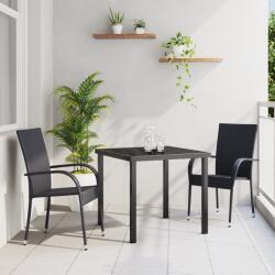 vidaXL 3 darabos Kerti Étkezőszett Fekete Polirattan (3379401) - vidaxl