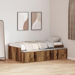 vidaXL Tárolós Ágykeret Régi Fa 90x190 cm (3335211) - vidaxl
