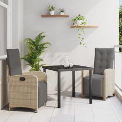vidaXL 3 Darabos Kerti Étkezőszett Párnákkal Bézs Polyrattan (3380337)