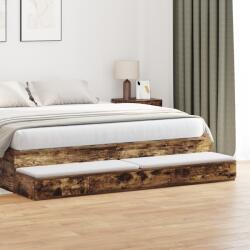 vidaXL Ágy Fiókok Füstölt Tölgy 200x36, 5x16, 5 cm Műszaki Fa (866919) - vidaxl
