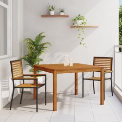 vidaXL 3 darabos Kerti Étkező Garnitúra Fekete Polyrattan Akác (3365529)