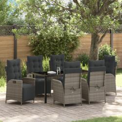 vidaXL 7 Darabos Kerti Étkezős Szett Szürke Poli Rattan (3380551) - vidaxl