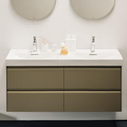 Laufen Meda porcelán dupla mosdó 130x46 cm 2 csaplyukkal és túlfolyóval, matt fehér H8141127571041 (H8141127571041)