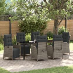vidaXL 7 darabos kerti étkezős készlet szürke poly rattan (3380552)