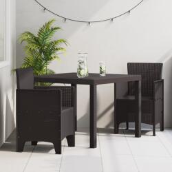 vidaXL 3 darabos kert étkező szett barna poli rattan (3378677)