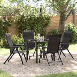 vidaXL 5 darabos kerti étkező szett Fekete Poly Rattan (3379269)