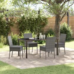 vidaXL 5 Darabos Kerti Étkező Szett Szürke Poli Rattan (3379215) - vidaxl