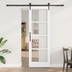 vidaXL Csúszó Ajtó Felszerelés Szett Fehér 73.5x211 cm Szilárd Fa Fenyő (3332382)