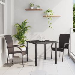 vidaXL 3 darabos kert étkezőszett barna poli rattan (3379394)
