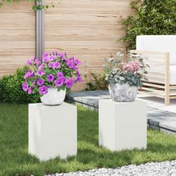 vidaXL Kültéri Növénytartók Pillér 2 db Fehér 24x24x35 cm Acél (865807)