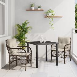 vidaXL 3 darabos Kerti Étkezőszett Párnákkal Barna Poly Rattan (3380211)