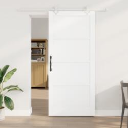 vidaXL Csúszó Ajtó Hardver Szettel Fehér 93x211 cm Tömör Fa Fenyő (3333573)