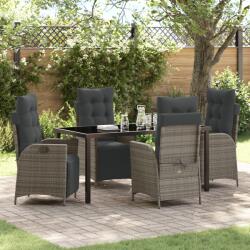 vidaXL 5 darabos Kerti Étkező Szett Szürke Poly Rattan (3380550)