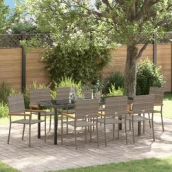 vidaXL 9 Részes Kert Étkezőgarnitúra Szürke Poly Rattan (3379715) - vidaxl