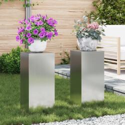 vidaXL Kültéri növénytartók pillér 2 db 24x24x55 cm galvanizált acél (865818) - vidaxl