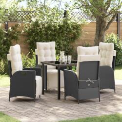 vidaXL 5 darabos kerti étkező szett fekete poly rattan (3380527) - vidaxl