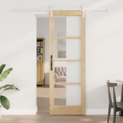 vidaXL Csúszóajtó Szerelvény Készlettel "ORKDAL" Tömbfa & Üveg (3331905)