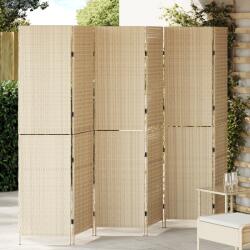 vidaXL 6 paneles térelválasztó, hajtható, bézs, 294x180 cm, poly rattan (42003677)