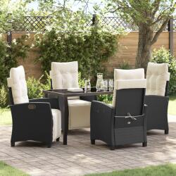 vidaXL 5 darabos kert étkező szett Fekete Poly Rattan (3380416)