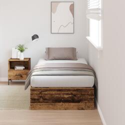 vidaXL Tárolós Ágykeret Régi Fa 75x190 cm Műanyag Fa (3335419)