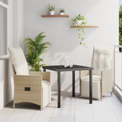 vidaXL 3 darabos kerti étkező szett párnákkal bézs poly rattan (3379583) - vidaxl